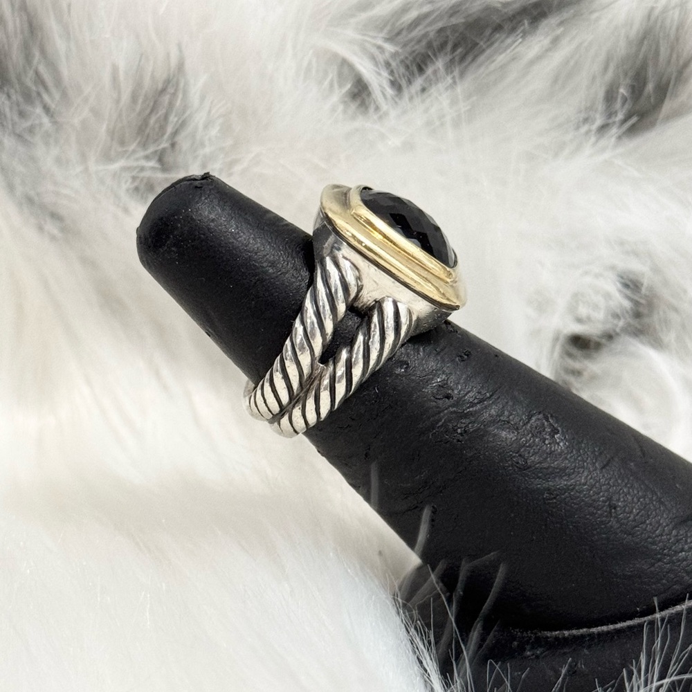 David Yurman 925 18K Gold 11mm Black Onyx Albion Ring - Picture 3 of 8